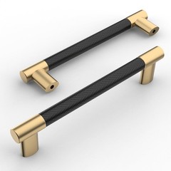 10 Pack Matte Black and Gold Knurled Cabinet Pulls 5 Inch Hole Center Kitchen…