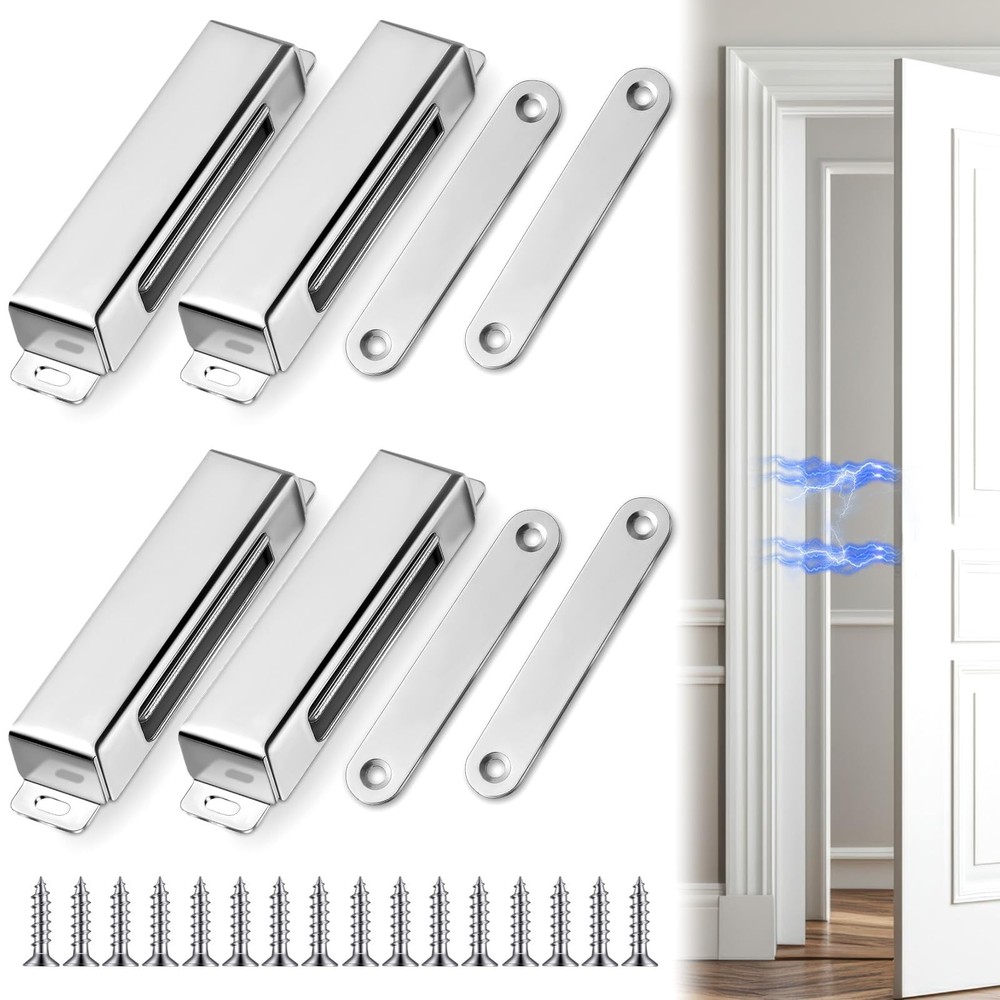 4 Pcs Magnetic Door Catch 150lb Stainless Steel Heavy Duty Strong Magnetic Ca…