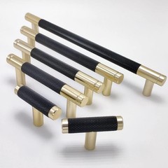 Westablize 2 Pack 7 1/2 Inch 192mm Bar Cabinet Pulls Gold and Black Knurled H…