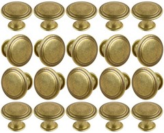 Pack of 20 Flat Round Shape Drawer Pulls Red Antique Brass Furniture Cupboard…