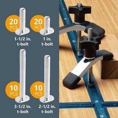 POWERTEC 71127 128 Piece Set T Track Knob Kit w/ 5 Star Knob, Pack of 1
