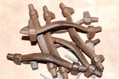 4 1/8 inch center Cabinet Pulls Hammered Look Cast Iron 5 3/4 inch, HW-95