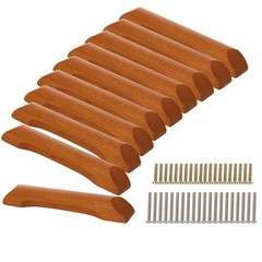 10 PCS Wooden Cabinet Handles 6.3 Inch Natural Brown Drawer Pulls Knobs