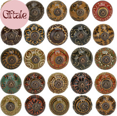 25 Pack Dark Brown Ceramic Cabinet Knobs Drawer Pulls Dresser Handles