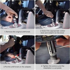 Shift Knob, 6 Inch (15cm) Short Gear Shift Knob with 4 Adapte Color: Black/Red