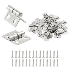 Murtenze 50PCS Silver Mini Brass Hinges for Decoration, 10 X 8Mm Tiny Hinges wit