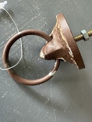 Vintage Cast Iron Eagle Hawk Bird Head Ring Pull Cabinet Knob Rustic Drawer Pull