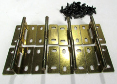 Set of 8 Vtg Dull Brass Colored Steel 2″ Hinges