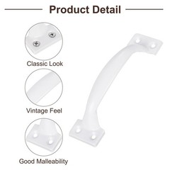 uxcell 8pcs 3 Inches Gate Handle Metal Vintage Door Drawer 3 Inch, White