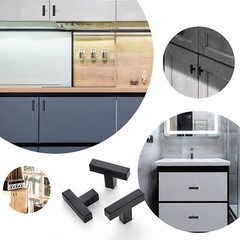 15x Black Square Modern Kitchen Cabinet Handles Bar Pulls Drawer Stainless Steel
