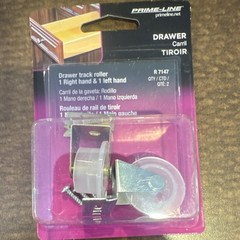 Prime-Line Drawer Track Roller R7147 White Zinc-Plated Metal Plastic 2 Pack