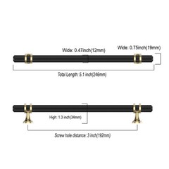 7.5 Inch 192mm Knurled Matte Black Kitchen Cabinet Drawer Pull Handles 10 PCS