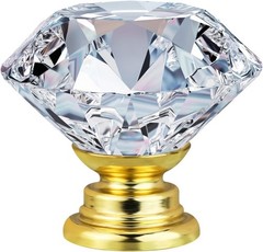 12 Pcs 30MM Kitchen Crystal Cabinet Knobs Gold Diamond Knobs for Dresser Drawers