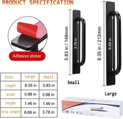 Quick Install 2pcs Aluminum Drawer Pull Handles – 5.83” Self-Stick Black