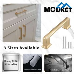 Square Brushed Champagne Gold Solid Cabinet Handles Pulls Kitchen Bathroom