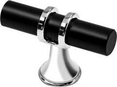 Alzassbg Matte Black and Silver Bar Cabinet Knobs 10 Pack, AL6097CPMB | 2 Inch L