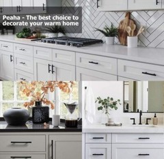 Peaha 25 Pack Matt Blk Kitchen Cabinet Pulls PH7058BK128 7.5″ (5″ Hole Center)