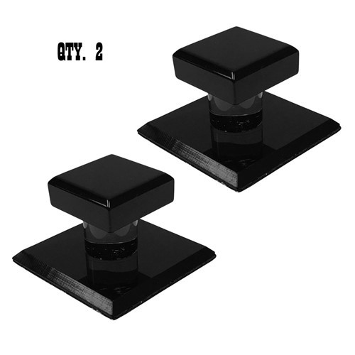 Black Acrylic Stick-On Mirror Knob – 1-3/4″ Square – Pack of 2