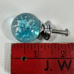 Aqua Glass Cabinet Knobs Set 9 Chrome Bubble Drawer Pulls Modern Blue Hardware
