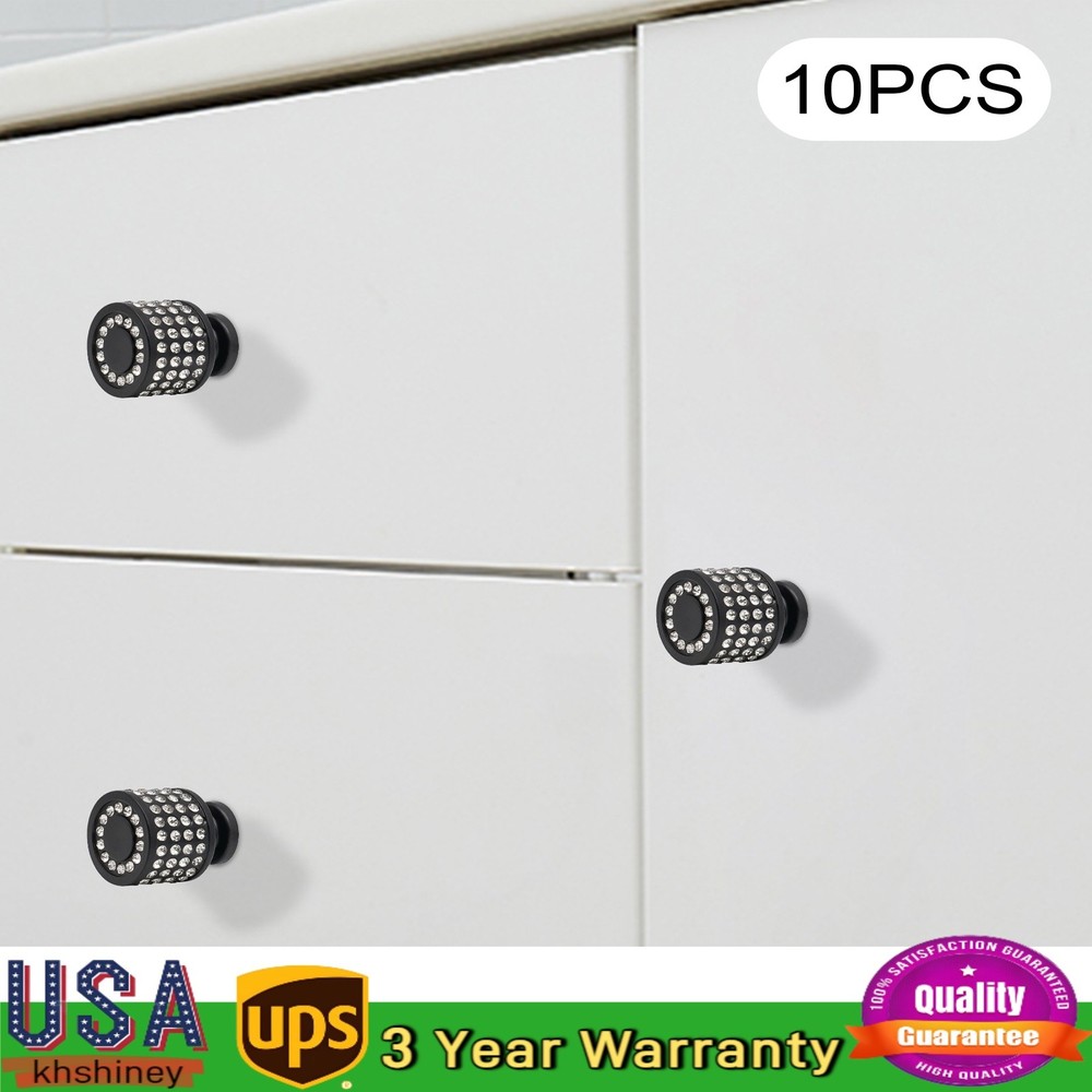 10 Pack Modern Round Cabinet Door Knob Kitchen Drawer Dresser Handle Pull Black
