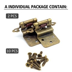 Donanim 3/8 Inset Antique Brass Cabinet Door Hinges 20 Pack 10 Pairs Self