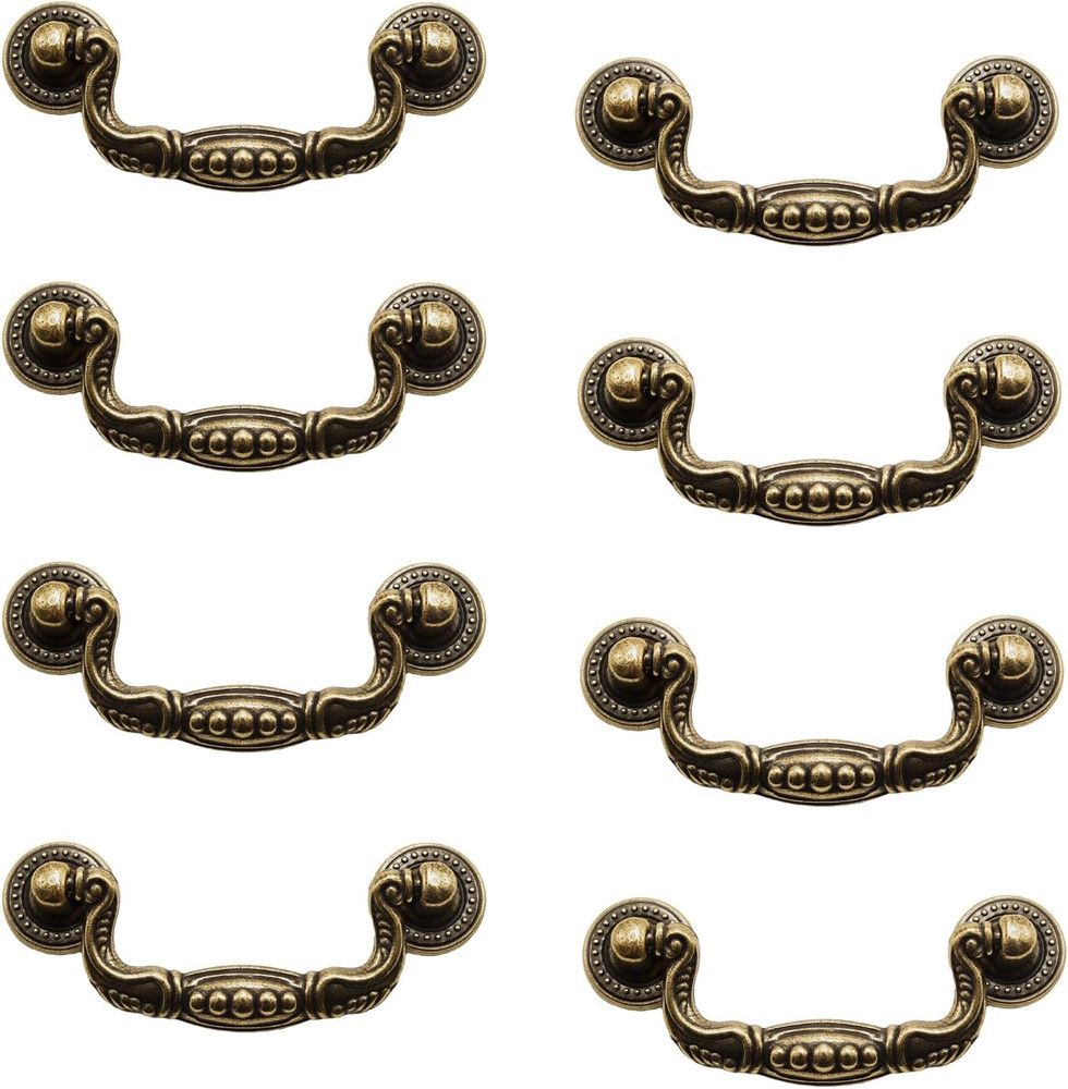 8 Pcs 3 Inch P02 Drop Drawer Handles Antique Brass(Gold) Cabinet Handle Drawer P