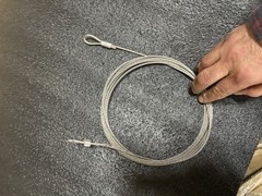 25ft Galvanized Uncoated Wire Rope with Loop and Stop, 1/4in Thick