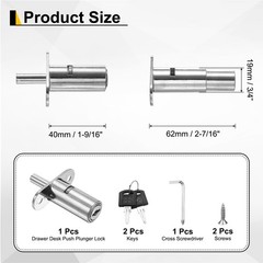 Drawer Desk Cabinet Push Plunger Lock 3/4″x1-9/16″ Cylinder Keyed Alike