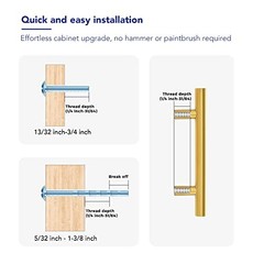 Pack Cabinet Handles with 3 Inch 3″ Hole Center 10 Brushed Brass T-Shaped