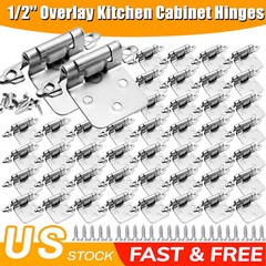 1/2″ Overlay Satin Brushed Nickel Cabinet Hinges Self Closing Face Mount Hinges
