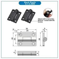 2PCS 45x35mm High Range Torque Hinge 0.1-0.8NM for Sturdy Cabinet Doors