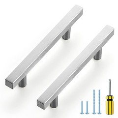 5 PCS Cabinet Handles 3-3/4 Inch Brushed Nickel Pulls 6 Inch Overall Hardware