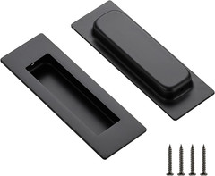 2 Pack Black Sliding Closet Door Handles Black Flush Pulls 4.72In Length Recesse
