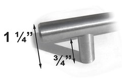 Bar Pull Cabinet Handle Brushed Nickel Solid Stainless Steel 12 mm