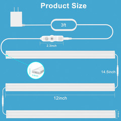 under Cabinet Lights Plug In, 3 Pcs 12 Inch Ultra Thin under Cabinet Lighting, S
