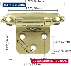25 Pair (50 Pack) Cabinet Hinges, 1/2 Inch Overlay Cabinet Door Hinges