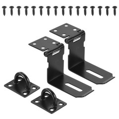 2Pcs 5 Inch Padlock Latch Stainless Steel 90 Degree Barn Door Hasp Lock Black