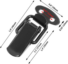 Spring Toggle Latch, 1.8″, Black, 12 Pack | 304 Stainless Steel, Spring Loaded,
