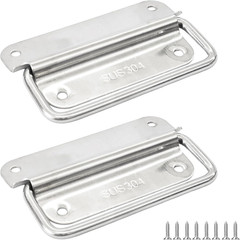 2PCS 4″ 304 Stainless Steel Foldable Ring Pull Handles Marine Boat Hatch Toolbox