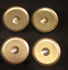 Round Knobs Drawers Cabinet Antique Brass Color W Back Plates Vintage Set Of 8
