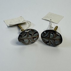 Vintage Set Of 2 Beautiful Art Glass / Hardware Cabinet Knob Made In India