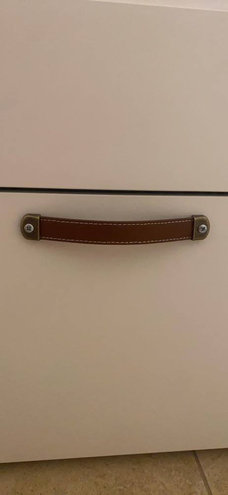 2 Pcs Leather Handles for Drawers Trunk Khaki Brown Suitcase Luggage Pulls