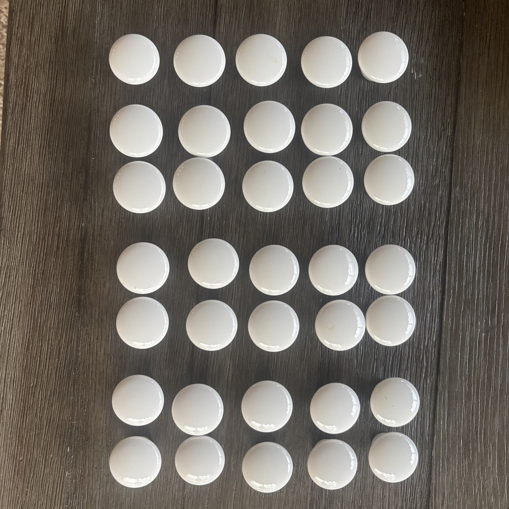 35 Vtg White Porcelain Drawer Pull Cabinet Knobs Round Ball Brass Spacers Lot