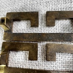 Vintage Greek Key Brass Drawer Pulls Set of 6 Hollywood Regency Fretwork Handles