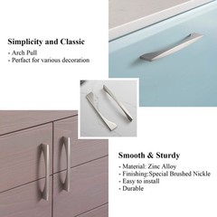 5.04 Inch 128mm Hole Center Brushed Nickel Cabinet Handle Drawer Pull 6 PCS