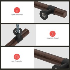 Modern Black Walnut Wood Grain Drawer Pulls – 10 Pack