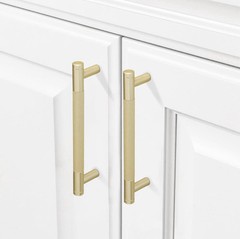 8 Pack 5 Inch(128Mm) Brushed Brass Cabinet Handles Gold Knurled Kitchen Cabinet