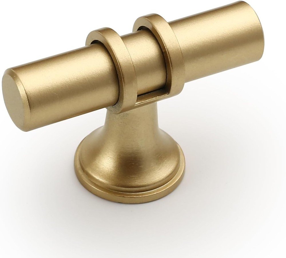 Amerdeco 10 Pack Brushed Gold Cabinet Knobs Pulls 2 Inch T Bar