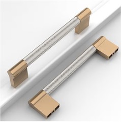5” (128mm) Brushed Knurled Satin Nickel and Champagne Bronze Cabinet Pull 31/4