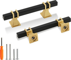 10 Pack Matte Black & Gold Cabinet Handles 3 Inch Drawer Pulls Kitchen Hardware